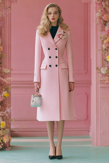 Pink Double Breasted Midi Blazer Dress